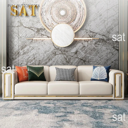 Luxury Design Sectional 1 2 3 Seater Leather Tufted Sofa Set Modern U Shape Living Room Furniture