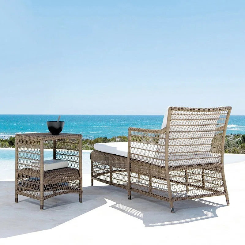 Outdoor leisure American sofa, homestay rattan art balcony, open-air courtyard rattan sofa