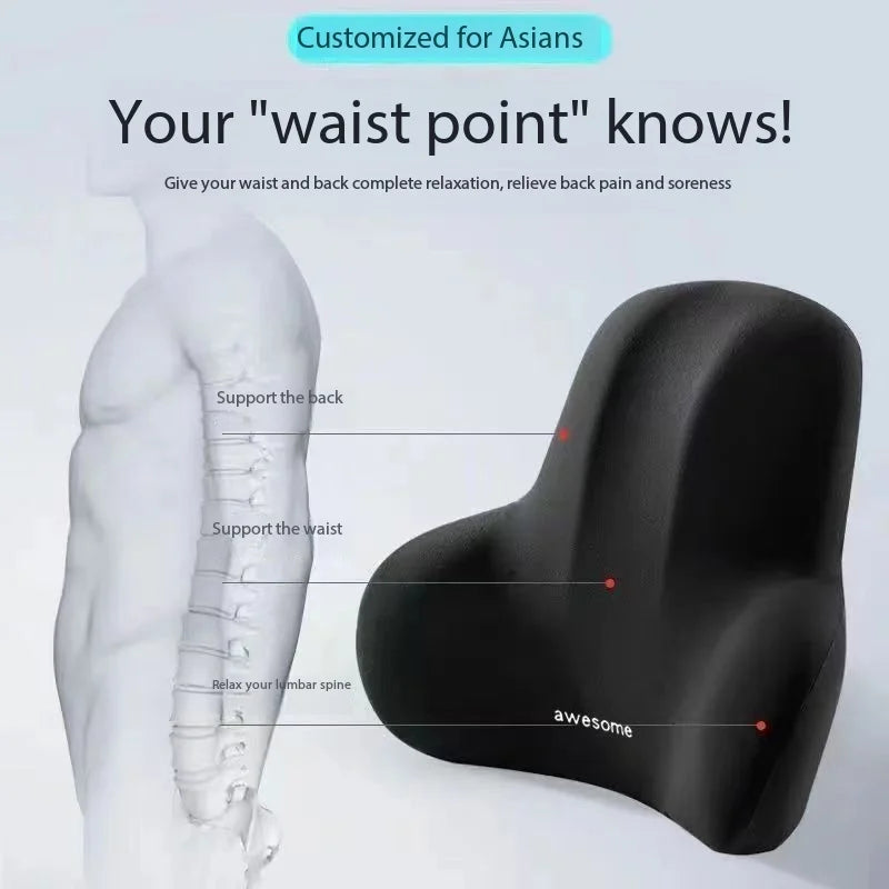 Car Neck Pillow Memory Foam Headrest Cushion Breathable Lumbar Back Support Pillow Relieve Fatigue for Car Seat Office Chair