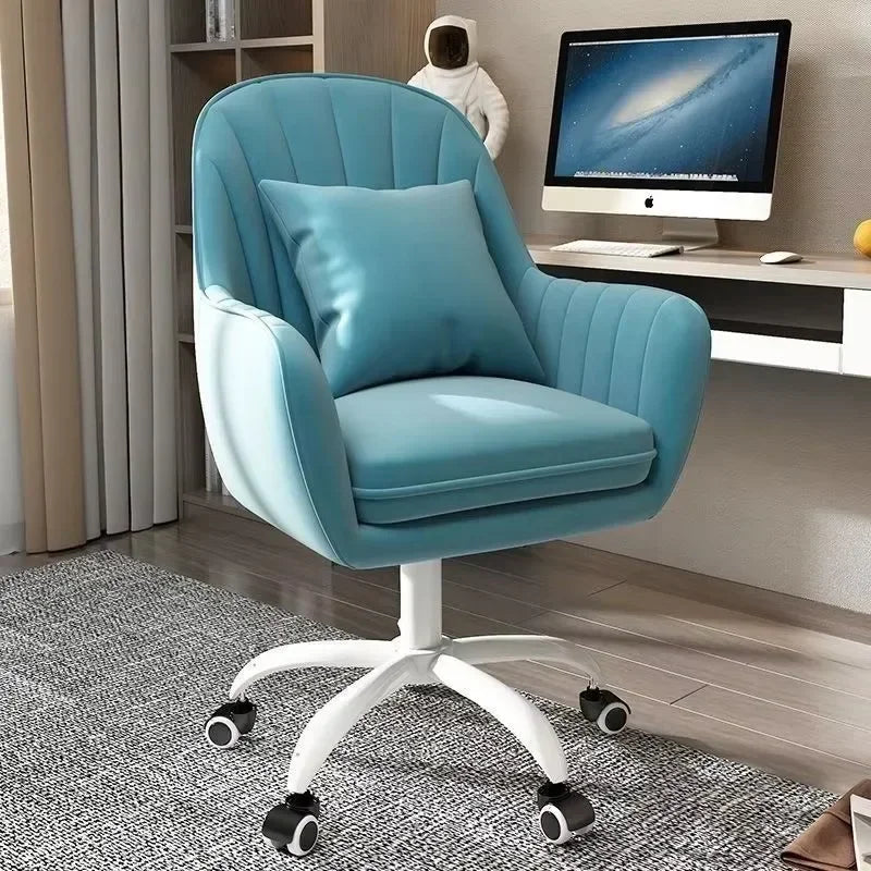 Velvet Upholstered Ergonomic Office Chair Height Adjustable Swivel Computer Armchair for Bedroom Home Use