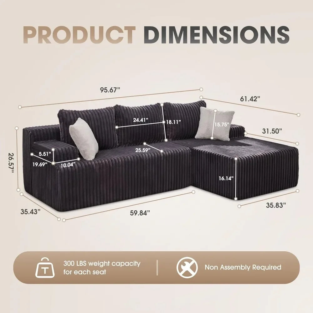 Cloud Modular Sectional Sofa Couch L-Shape Memory Foam Oversize Chaise Living Room Furniture Set