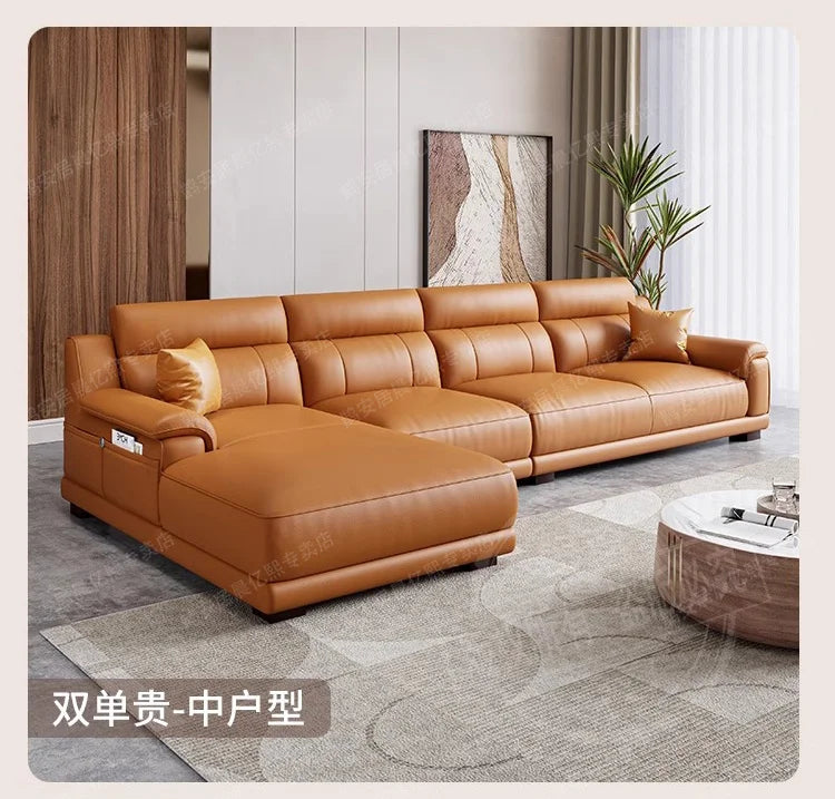 New European-style simple leather sofa wedding room new house light luxury small apartment high-end leather sofa straight row
