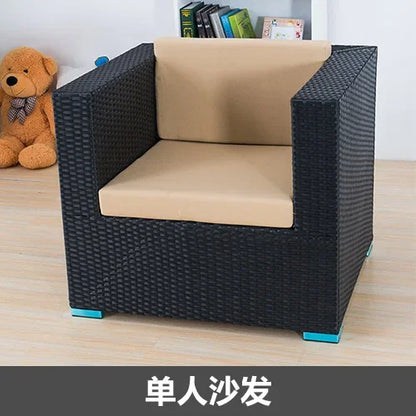 Outdoor rattan sofa, rainproof and sunscreen woven three piece set, tea table combination, outdoor furniture
