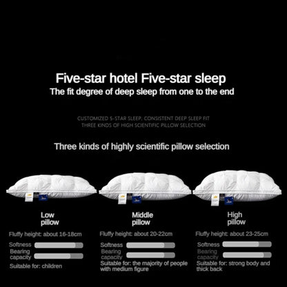 Goose Down Pillow White Cotton PillowCover Rectangle Bedroom Sleep 5-Star Hotel Pillow Low-Mid-high Pillows for Sleeping