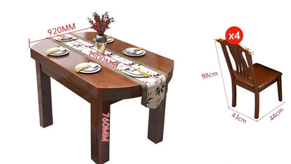 CL all solid wood dining table and chair combination rectangular telescopic folding variable small apartment household dining