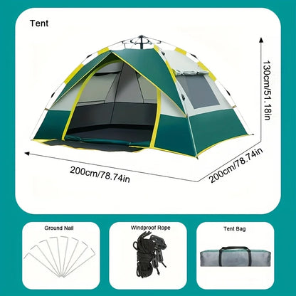 1-3/3-4 Persons Full Season Tent - Automatic Instant Setup Camping Tent - Equipped With Double Doors And Mesh Windows, Windpr