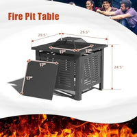 PatioLix Outdoor Patio Furniture Set: 30-Inch Fire Pit Table, Sectional Sofa, Dining Table & Chairs with Ottoman, Light Gray Cushions