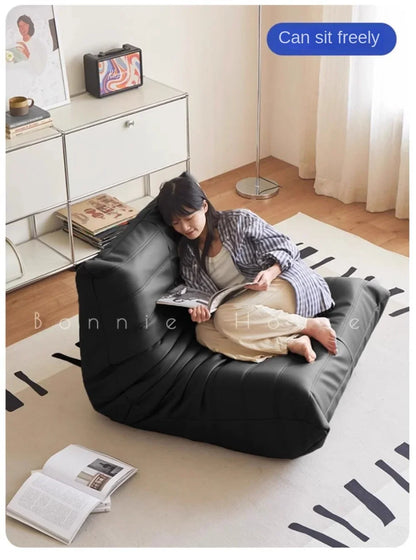 Black caterpillar sofa lazy single leisure chair togo original small apartment balcony living room lying down leather