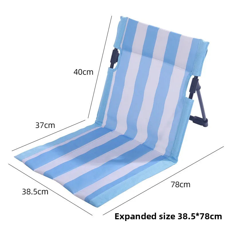 Outdoor Aluminum Alloy Support Pole Lawn Chair Camping Portable Lazy Cushion Extended Folding Backrest Grass Chair