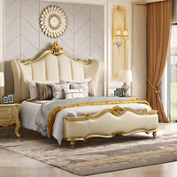 American light luxury solid wood bed, master bedroom luxury European leather double 1.8 meters court princess simple European