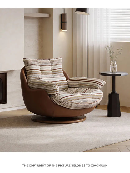 Swivel Cross Legged Chair Accent Armchair For Living Room Lounge Comfy Floor Chair Nordic Chaise Wabi Sabi Lazy Sofa