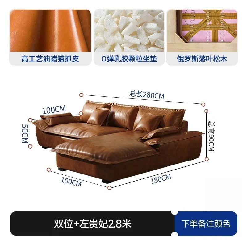 Lazy Leather Living Room Sofas Love Seat Nordic Minimalist Sectional Sofas Modern Relaxing Filling Sillon Cama Home Furniture