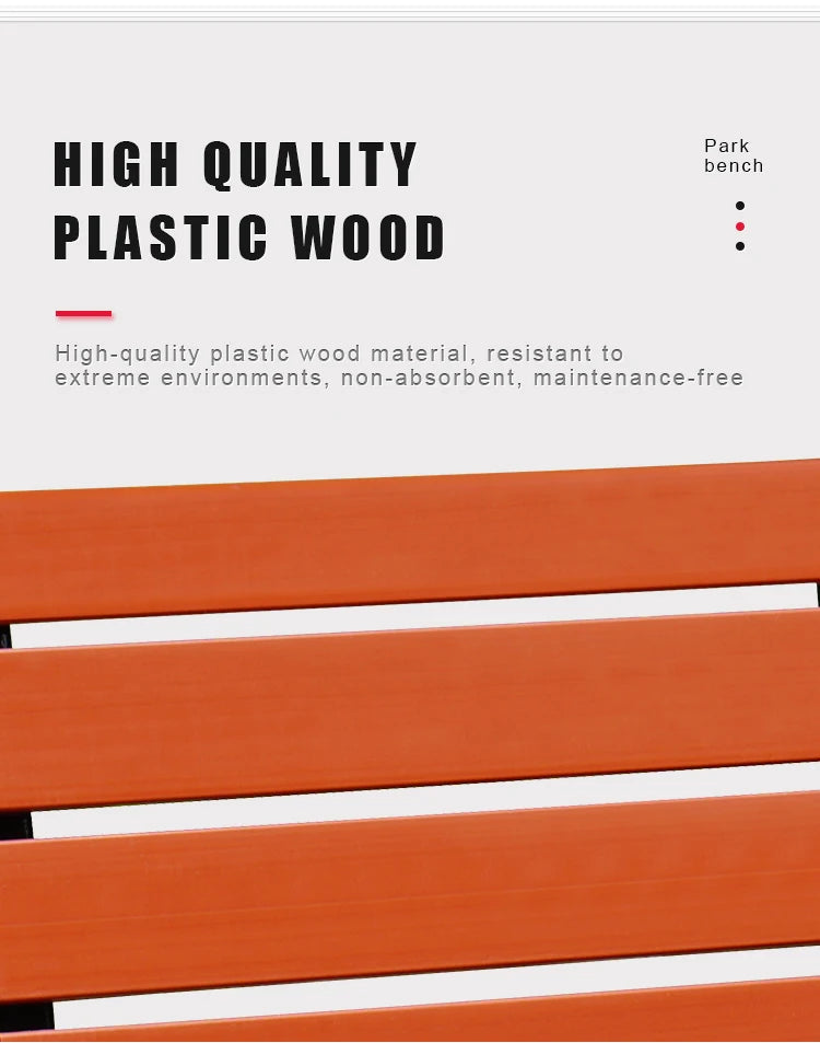 Customized Outdoor Aluminum Park Benches Patio Bench Seat Plastic Wood Long Urben Furniture for Public Area