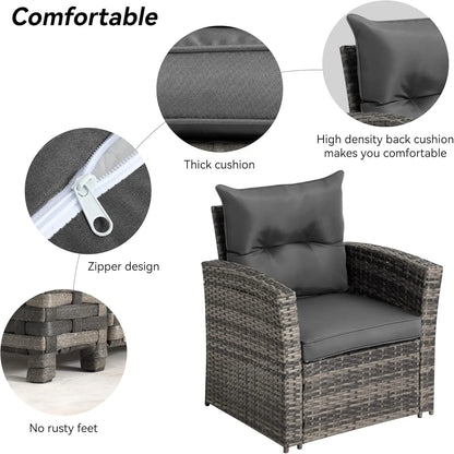 Cheap High Quality PE Rattan Sofa Set with Table for Outdoor Garden Resort Hotel Entertainment Party