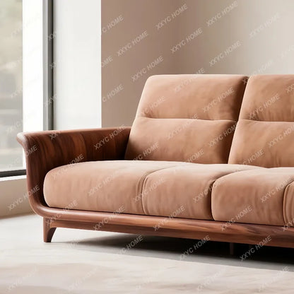 New Chinese Style Solid Wood Sofa Living Room Villa Homestay Leisure Fabric Sofa
