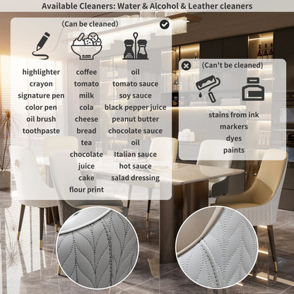 Modern PU Leather Set of 2 Dining Chairs with Metal Legs High Tufted Back Lion Head Pull Ring