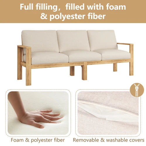 Outdoor 5-piece lovesickness segmented courtyard sofa set, natural color