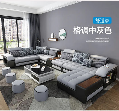 Modern 5 6 7 8-Seater Fabric Sofas Sectional Set for Living Room Hotel Furniture with Sponge Filling