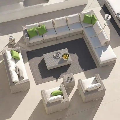 Nordic courtyard rattan furniture outdoor waterproof sunscreen sofa coffee table pedal double recliner resort bed and breakfast