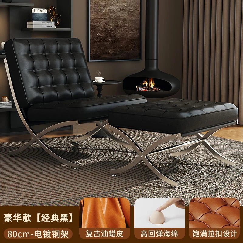 Black Metal Living Room Chairs Balcony Throne Relax Reading Modern Room Decor Fashion Chairs Comfortable Sillones Home Design