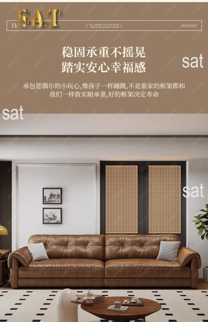 Minimalist Brown Sleep Sofa Faux Leather Designer Loveseat Lazy Sofa Couch Cloud Divano Da Soggiorno Living Room Furniture