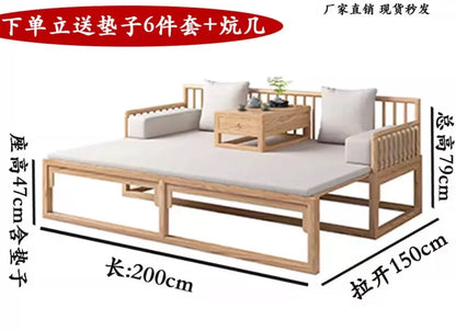 Han Solid Wood New Chinese Sofa Combination Living Room Zen Bed Hotel Homestay Push