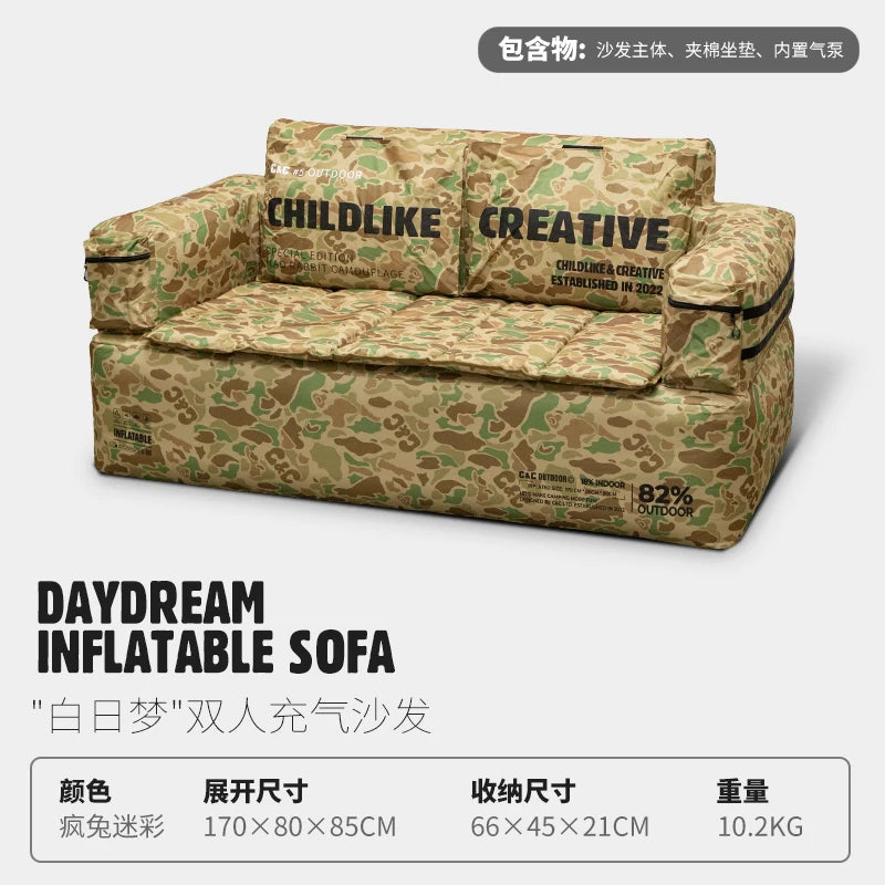 Double and Single Inflatable Sofa with Built-in Air Pump, Comfortable and Portable for Camping and Leisure Home Use