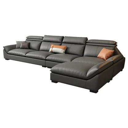 Italian minimalist leather sofa, new living room size apartment, concubine corner combination design