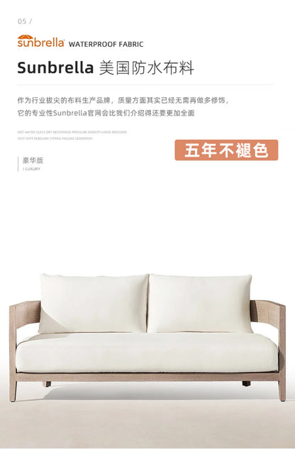 Italian Style Simplicity Waterproof and Sunscreen Garden Sofas Teak Modern Garden Sofas Designer Outdoor Furniture Divano HBOS