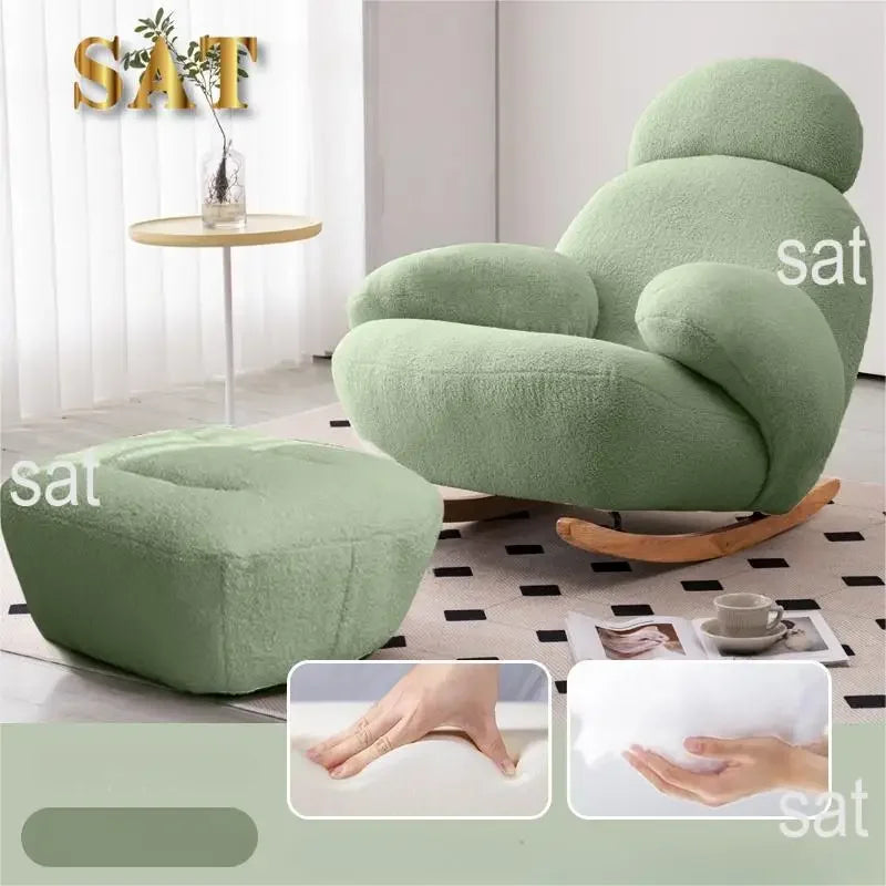 Big white Internet celebrity rocking chair lazy sofa single rocking cream living room lazy chair simple balcony bedroom