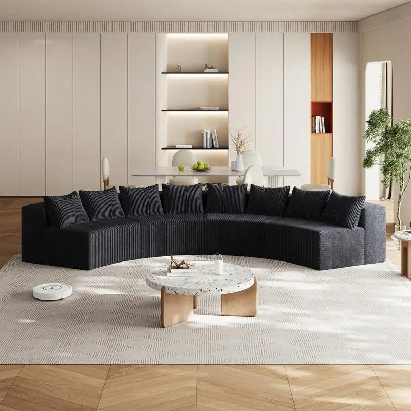 Curved Modular Sectional Foam Sofa with 12 Pillows, Semi-Circular Design for Living Room, Bedroom, Office, Leisure, Nap,
