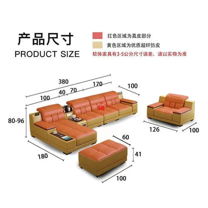 Leather Sofa Modern Simple Living Room Small Apartment Latex Storage Top Layer Leather Sofa