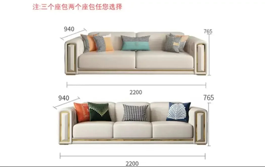 Luxury Design Sectional 1 2 3 Seater Leather Tufted Sofa Set Modern U Shape Living Room Furniture