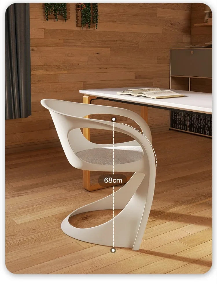 Nordic Simple Design Art Curved Chair Home Balcony Backrest Living Room Dining Room Chair Home Decor Bedroom Dressing Chair