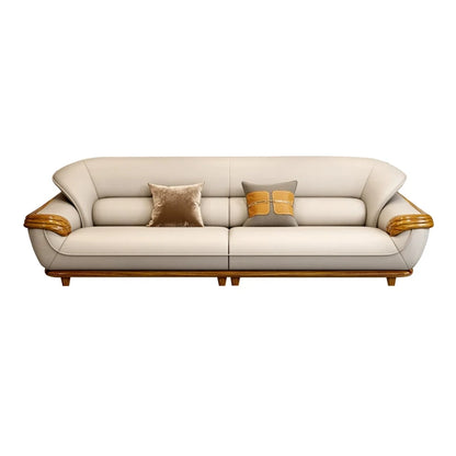 Modern new Chinese ebony sofa top layer cowhide high-end living room leather sofa