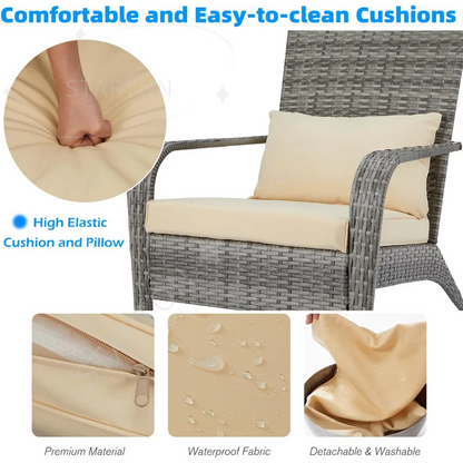 Outdoor Dining Adirondack Rattan Chair with Cushion and Pillow 2 Pieces Outdoor Wicker Patio Chairs