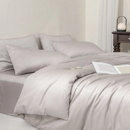 Luxury Bedding Set with Duvet Cover Silk Cotton Duvet Cover Bed Sheet Solid Color bedsheets full set 4 pcs Queen King Size