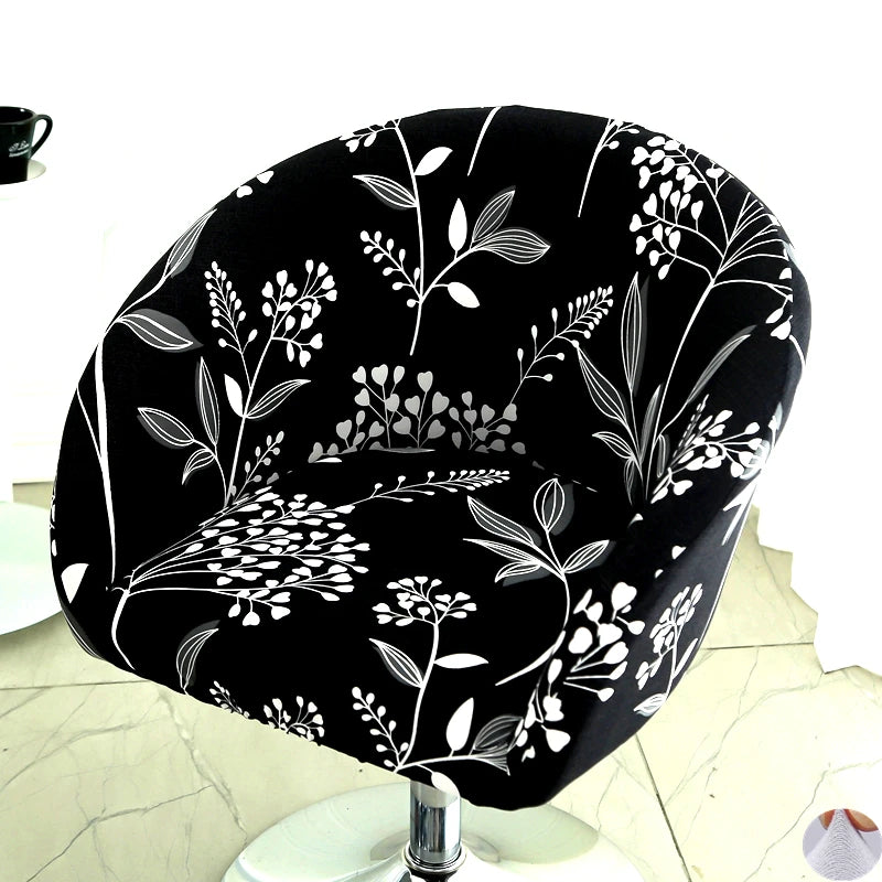 Universal Curved Chair Cover Short Back Printed Arc Armchair Covers Dining Chair Covers Home Spandex Elastic Dustproof Cover
