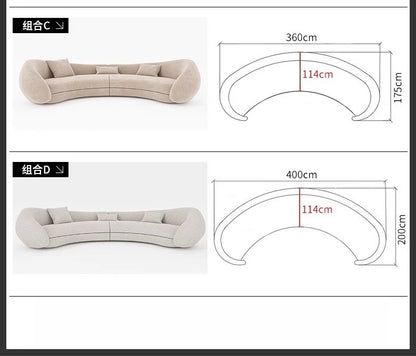 Moon sofa semi-circular living room French lamb wool fabric sofa designer