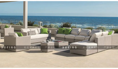 Outdoor rattan sofa combination waterproof and sun protection outdoor leisure courtyard villa balcony terrace sunroom