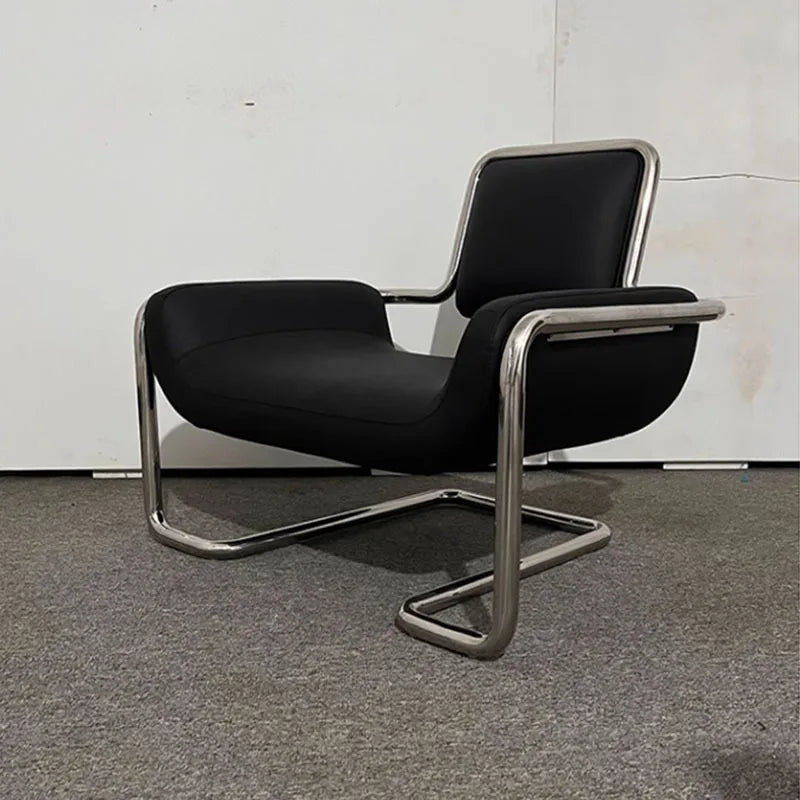 Nordic designer stainless steel embossed modeling stool balcony leisure chair personalized backrest sofa chair hotel lobby
