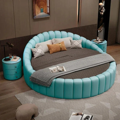 W round Bed Double Modern Simple round Leather Princess Large and Small Apartment Type Master Bedroom Marriage Bed Hotel