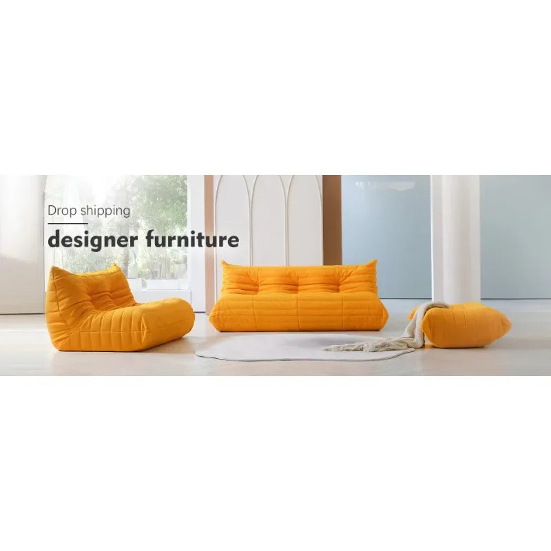 Drop Shipping Nordic White Living Room Sofa 3 Seater Couch Compressed Vacuum Foam Floor Lazy Chair Sofa Set