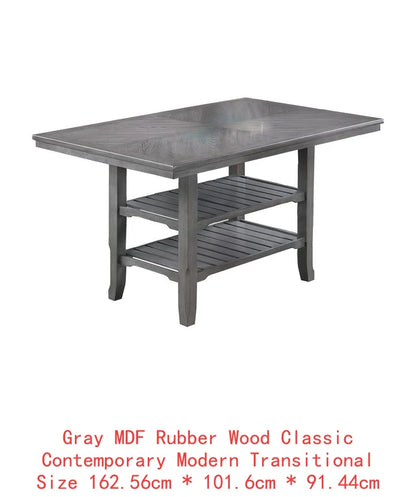 Classic 7-Piece Counter Height Dining Set with Antique White and Gray Table, Lazy Susan, Built-in Leaf, and 6 High Chairs for