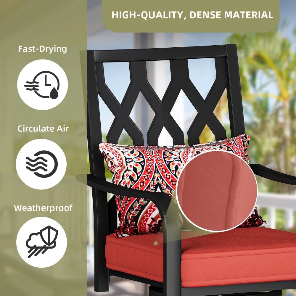 2 PCS Patio Chair Dining Outdoor 360 Swivel Seat Waterproof Cushion w/ Armrest