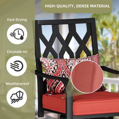 2 PCS Patio Chair Dining Outdoor 360 Swivel Seat Waterproof Cushion w/ Armrest