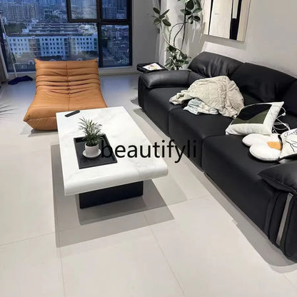 53 Italian Minimalist Snow Mountain White Modern Living Room Rectangular Oval Marble Coffee Table