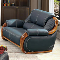 FY Ebony Wood Genuine Leather Sofa Solid Wood Sofa Living Room New Model