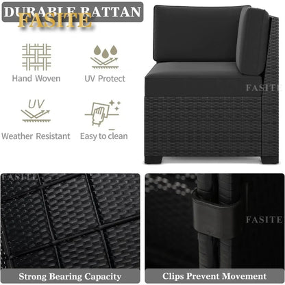 7-Piece Outdoor Patio Furniture with 44-inch Fire Pit Table Rattan Sectional Sofa Conversation Set