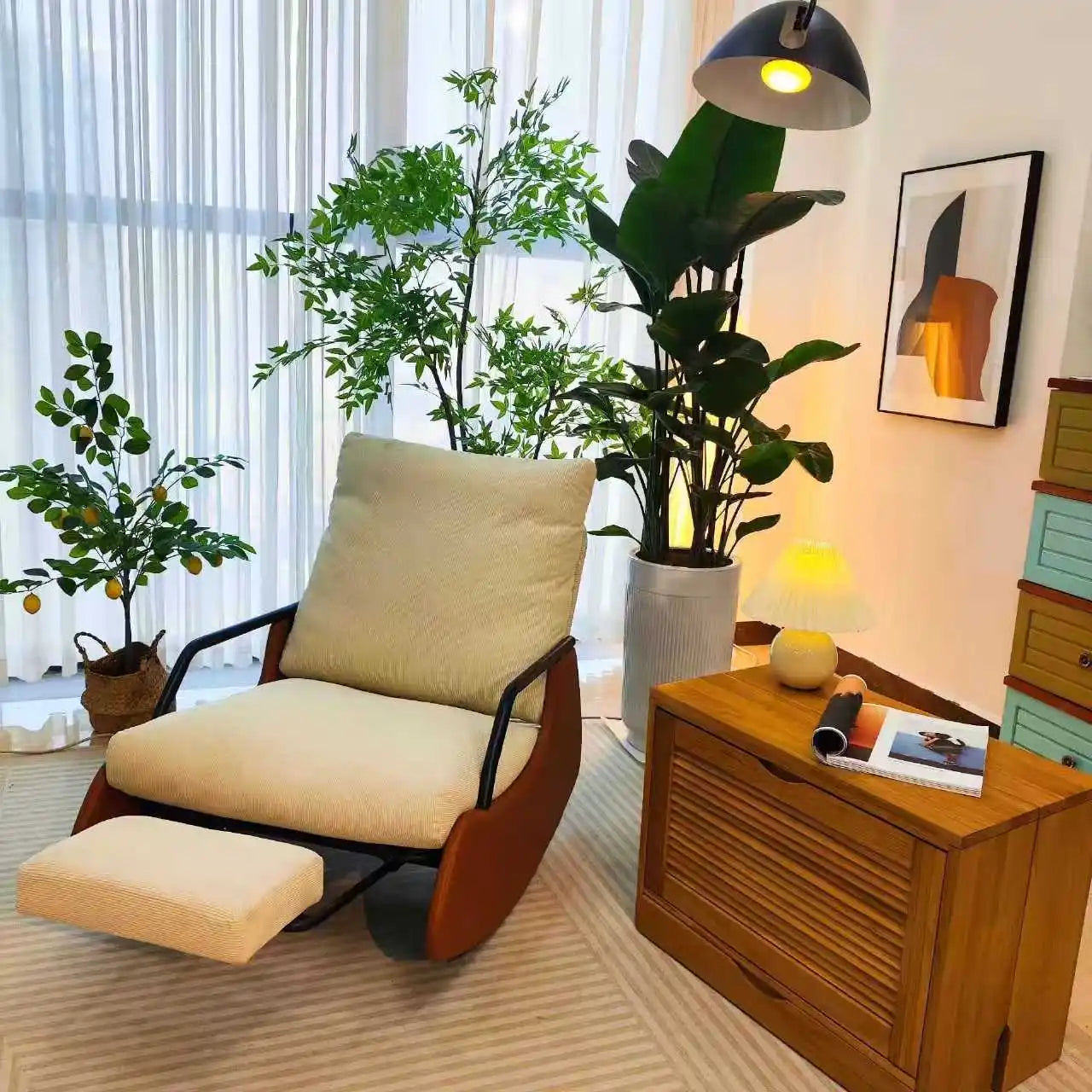 Multifunctional Rocking Chair Adjustable Recliner for Living Room and Bedroom Furniture Comfortable Single Seater Lounge Chair